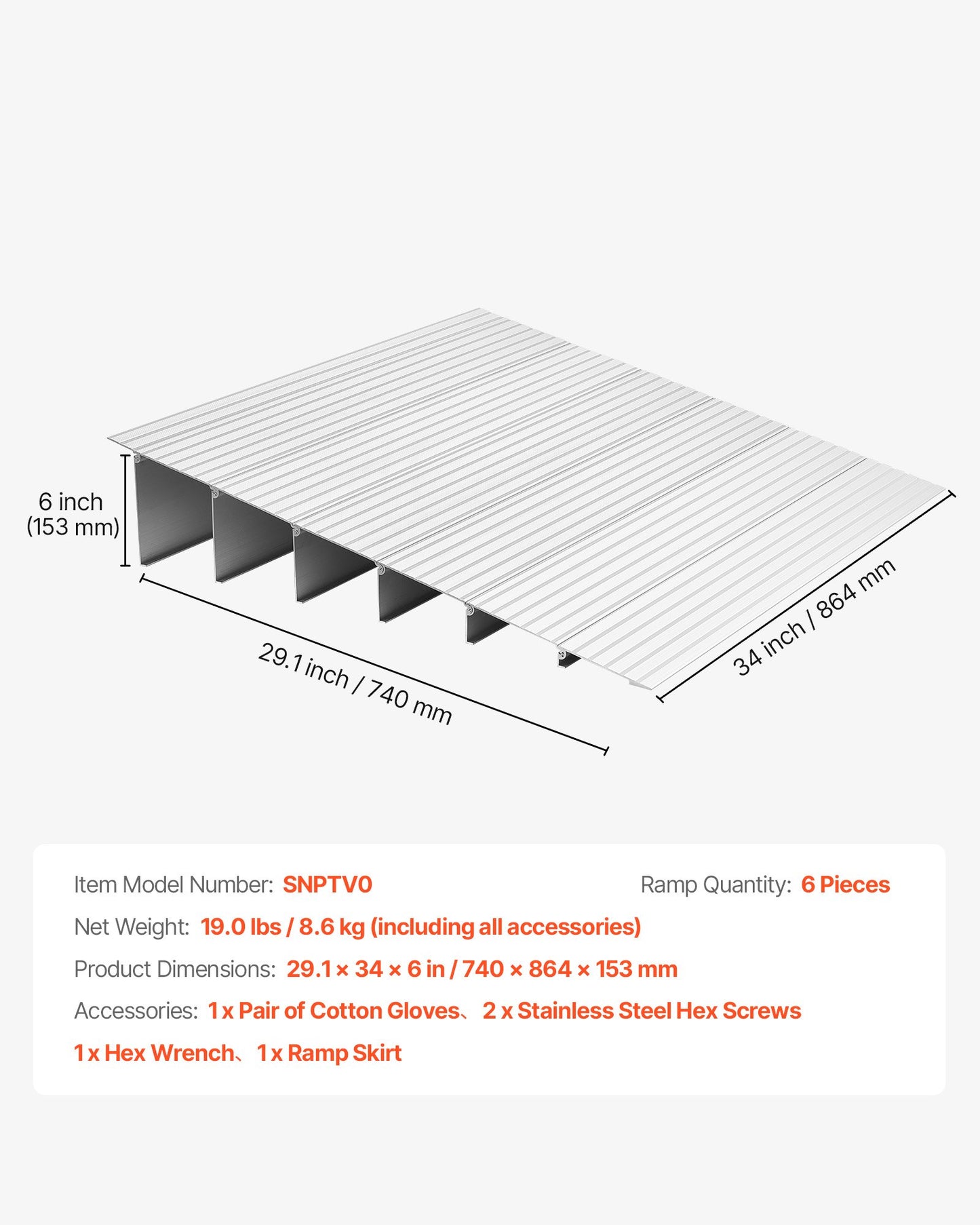 Tröskelramp 138 mm Tröskelramp för rullstol, viktklass 363 kg