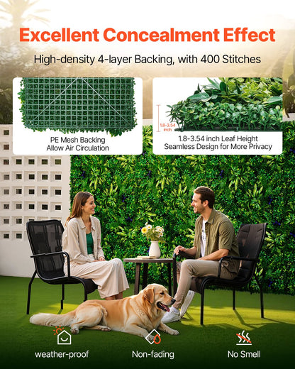 Artificial Grass Wall Panels, 12 PCS 20 x 20 inch, 3D Combination Greenery Boxwood Panel for Indoor Outdoor Green Decor & Ivy Fence Covering, Privacy Backdrop Wall Hedge Screen for Garden