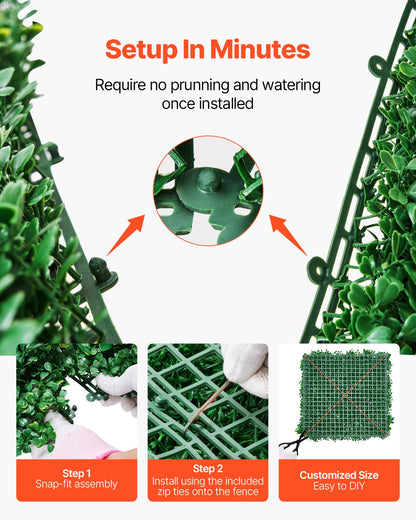 Artificial Grass Wall Panels, 12 PCS 20 x 20 inch, 3D Combination Greenery Boxwood Panel for Indoor Outdoor Green Decor & Ivy Fence Covering, Privacy Backdrop Wall Hedge Screen for Garden