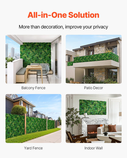 Artificial Grass Wall Panels, 8 PCS 20 x 20 inch, 3D Combination Greenery Boxwood Panel for Indoor Outdoor Green Decor & Ivy Fence Covering, Privacy Backdrop Wall Hedge Screen for Garden