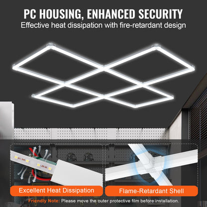 LED Garage Lights 22000LM, 6500K 5 Grid Systems Square Garage Ceiling Lights, DIY Cool White Car Detailing Garage Lighting Super Bright Shop Light for Basement Warehouse Auto Beauty Workshop