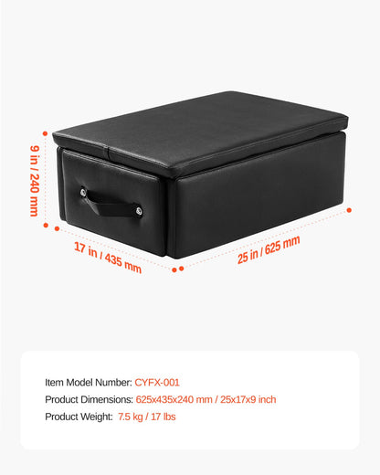 Pilates Box for Reformer, 25x17x9 In Pilates Reformers Sitting Box for Exercises, Premium PU and Wood Pilates Equipment Accessory, Improve Strength, Balance, Range of Motion Home Gym, Black