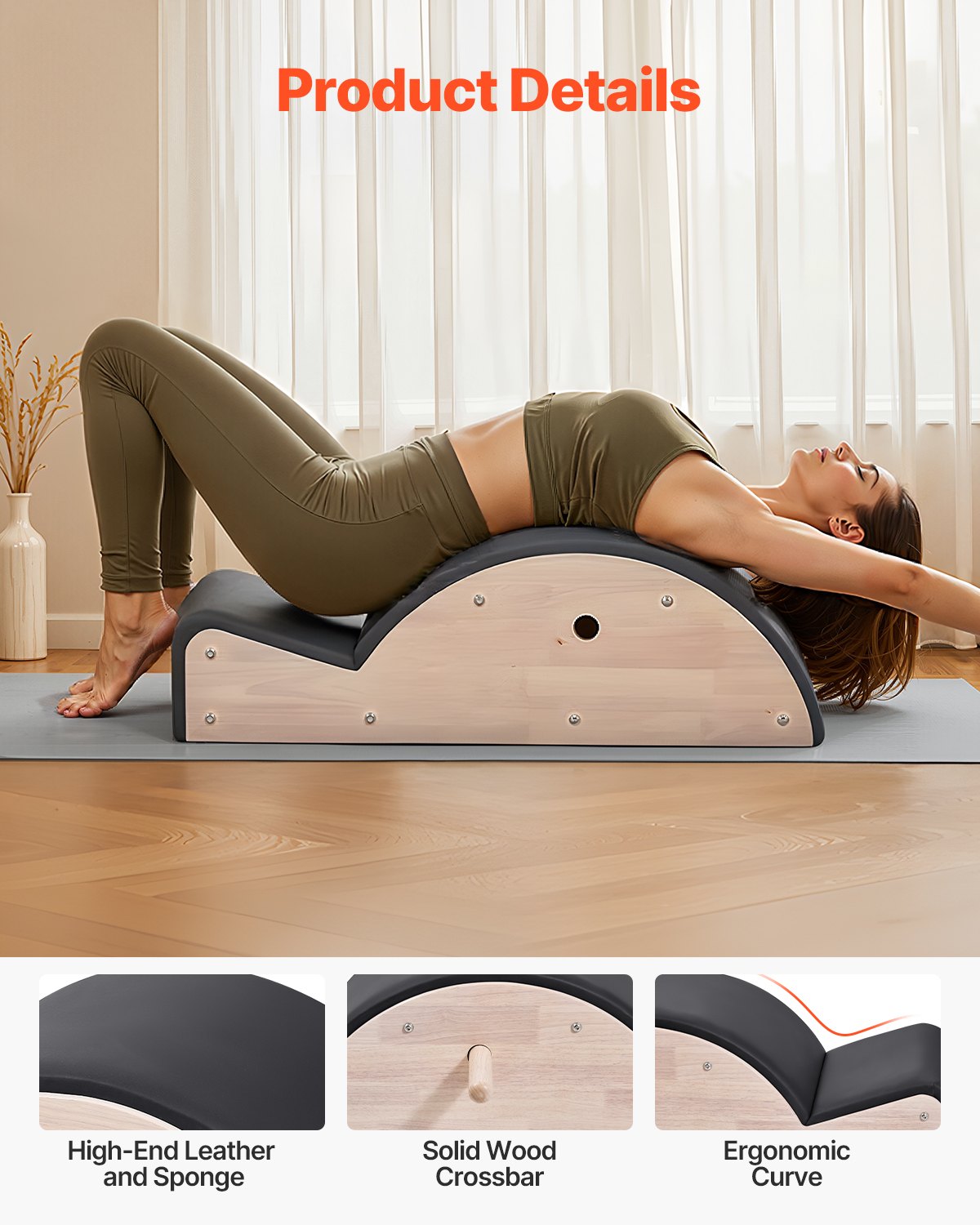 Pilates ryggkorrigerare, hemmagym, yoga, pilatestillbehör, gummiträningsverktyg, bågträningsutrustning för kroppsövningar, för ryggradsövningar, balans, stärkande av bål och stretching