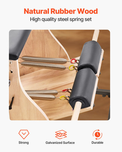 Pilates Chair, Split-Pedal Stability Combo Chairs with Handles, Rubber Wood Frame Yoga Fitness Trainer, Exercise Reformer, Pilates Resistance-Workout Equipment, for Home Gym Studio Workout