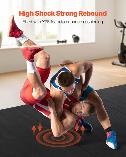 3x1.5m Wrestling Mat, Martial Arts Thick Mat for Home Gym Workouts Exercise, Waterproof PVC Roll-Up Training Mats for Gymnastics, Tatami, Jiu Jitsu BJJ MMA Judo, Boxing, Black