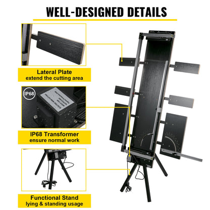 Frigolitskärmaskin 42 cm max. skärtjocklek Skumskärare 127 cm max. längd Varmtrådsskumskärare 0-90° frigolitskärare Sex värmetrådar med stativ Sidoplatta för skärning av skum Pearl Cott