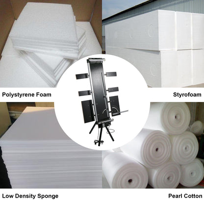 Frigolitskärmaskin 42 cm max. skärtjocklek Skumskärare 127 cm max. längd Varmtrådsskumskärare 0-90° frigolitskärare Sex värmetrådar med stativ Sidoplatta för skärning av skum Pearl Cott