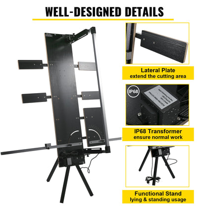 Frigolitskärmaskin 42 cm max. skärtjocklek Skumskärare 115 cm max. längd Varmtrådsskumskärare 0-90° frigolitskärare Sex värmetrådar med stativ Sidoplatta för skärning av skum Pearl Cott