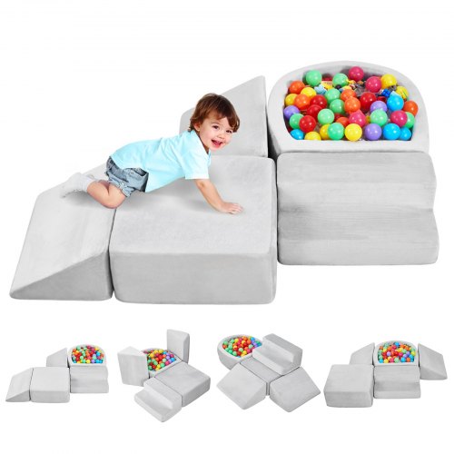 Climbing Toys, 5-Piece Set, Foam Climbing Blocks for Toddlers 6 Months to 3 Years, Baby Climbing Blocks with Ball Pit (Balls Not Included), Indoor Climb and Crawl Activity Playset for Crawling