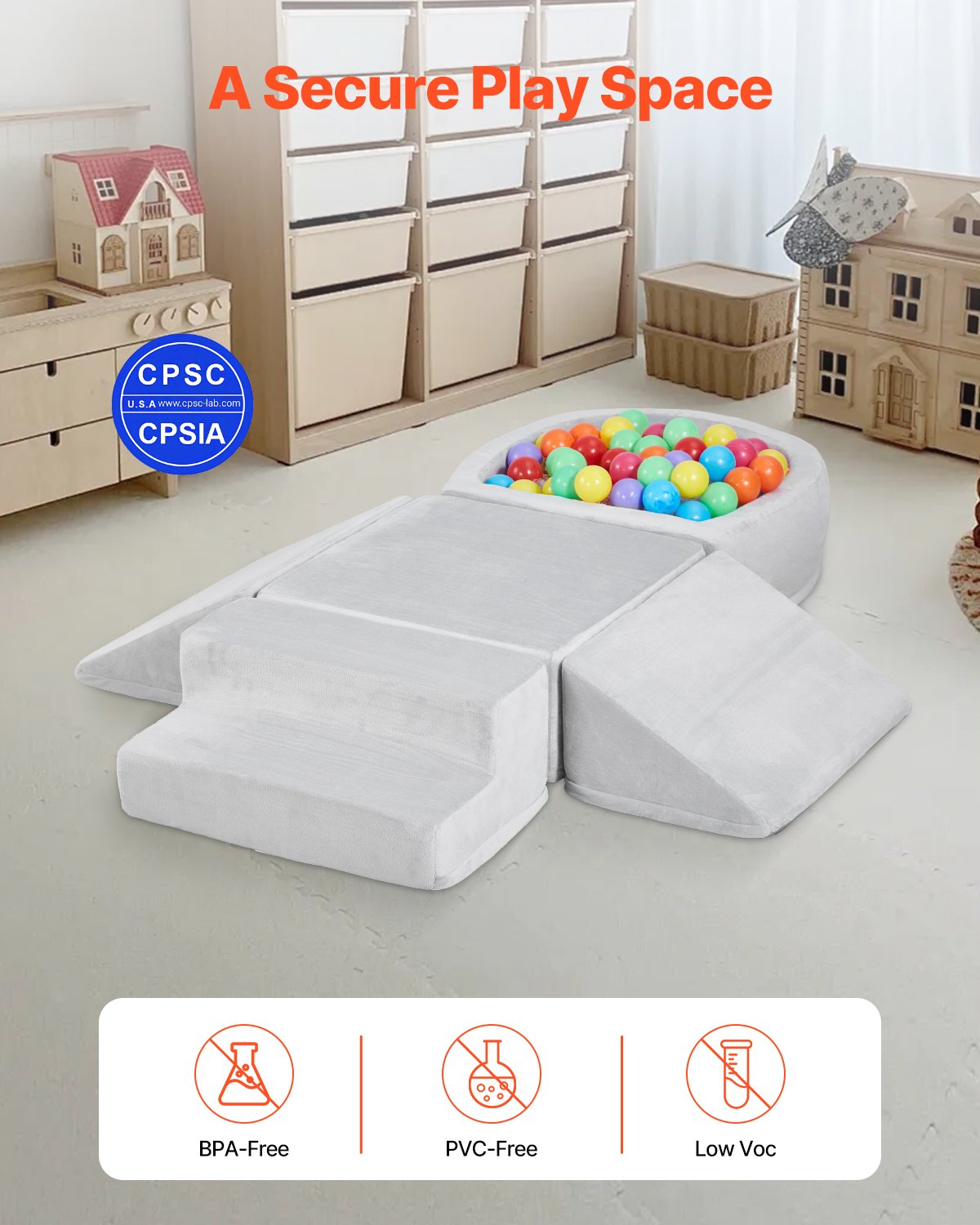 Climbing Toys, 5-Piece Set, Foam Climbing Blocks for Toddlers 6 Months to 3 Years, Baby Climbing Blocks with Ball Pit (Balls Not Included), Indoor Climb and Crawl Activity Playset for Crawling