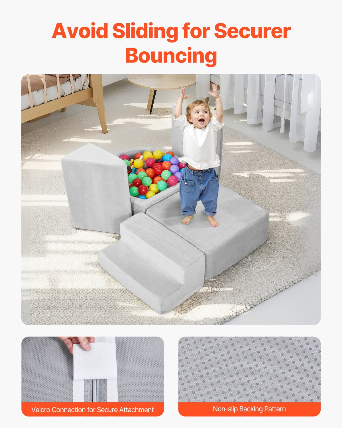 Climbing Toys, 5-Piece Set, Foam Climbing Blocks for Toddlers 6 Months to 3 Years, Baby Climbing Blocks with Ball Pit (Balls Not Included), Indoor Climb and Crawl Activity Playset for Crawling