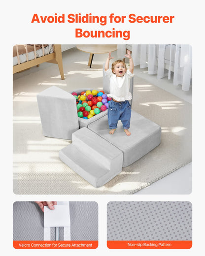 Climbing Toys, 5-Piece Set, Foam Climbing Blocks for Toddlers 6 Months to 3 Years, Baby Climbing Blocks with Ball Pit (Balls Not Included), Indoor Climb and Crawl Activity Playset for Crawling