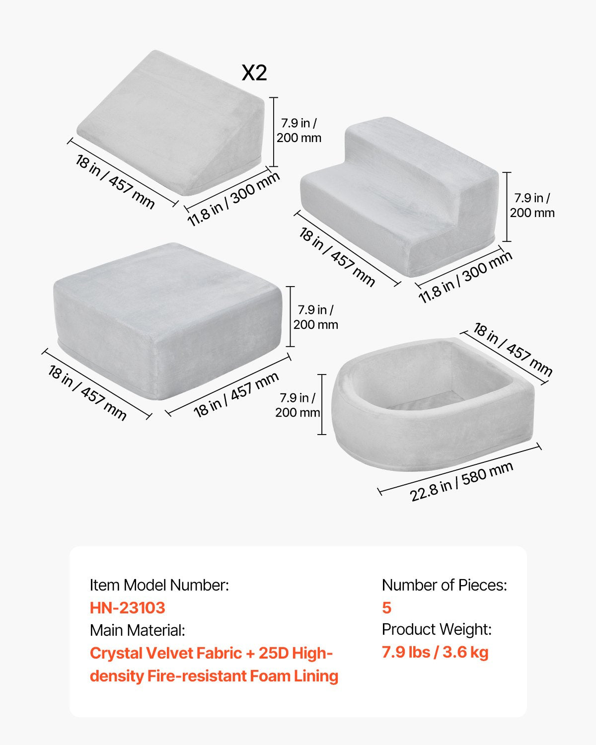 Climbing Toys, 5-Piece Set, Foam Climbing Blocks for Toddlers 6 Months to 3 Years, Baby Climbing Blocks with Ball Pit (Balls Not Included), Indoor Climb and Crawl Activity Playset for Crawling