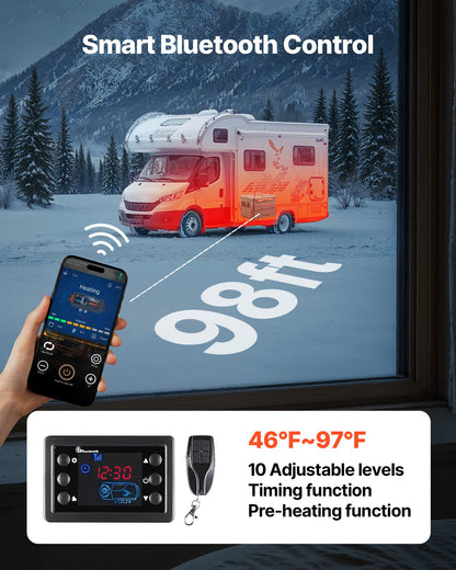 Diesel Heater, 8KW, DC 12V/24V, All in One Portable Diesel Air Heater with Bluetooth APP Control, Remote Control and LCD Screen, 5 L Fuel Tank for Trucks, Vans, RVs, Campers, and Garages