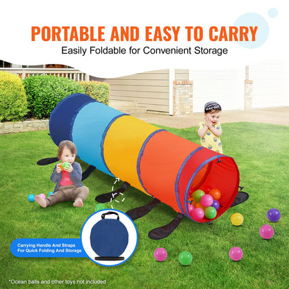 Kids Play Tunnel Tent for Toddlers, Colorful Pop Up Caterpillar Crawl Tunnel Toy for Baby or Pet, Collapsible Gift for Boy and Girl Play Tunnel Indoor and Outdoor Game, Multicolor