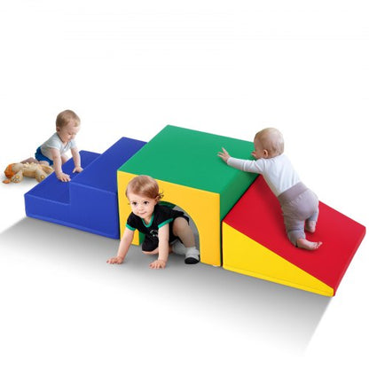 Single Tunnel Climber, Toddler Playset, Foam Climbing Blocks for Toddlers, Kids Tunnel Maze with Stairs and Ramp, Indoor for Toddlers and Preschoolers Easy to Clean, 3 pcs (Assorted)