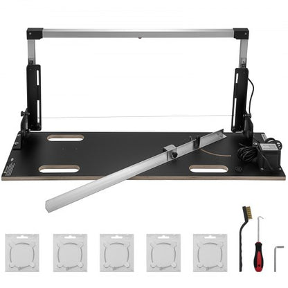 Bordsmaskin för frigolit 42 cm max. skärtjocklek Skumskärare 112 cm max. skärlängd Skumskärare med het tråd 0-90° frigolitskärare med sex värmetrådar för skärning av skum i pärlbomull