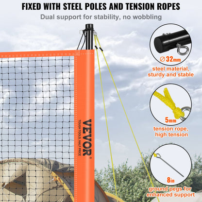 Volleyball and Badminton Set, Outdoor Portable Badminton Net, Adjustable Height Steel Poles, Professional Combo Set with PVC Volleyball, Pump, Carrying Bag, Easy Setup for Backyard Beach Lawn
