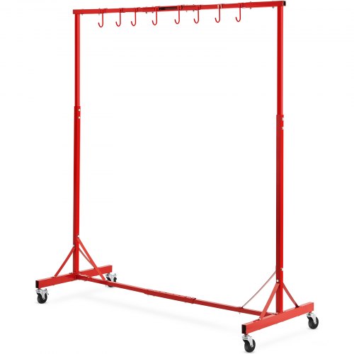 Painting Rack, 5 ft-7 ft Adjustable Height, 66 lbs Capacity Automotive Paint Rack Stand, 8 Hooks Painting Drying Rack with 4 Swiveling Wheels, Auto Body Stand for Auto Repair Shops & Garage