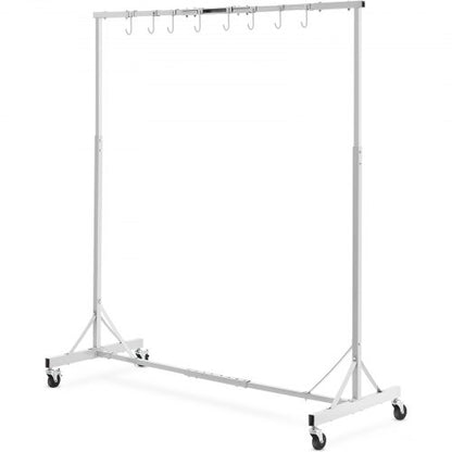 Painting Rack, 5 ft-7 ft Adjustable Height, 66 lbs Capacity Automotive Paint Rack Stand, 8 Hooks Painting Drying Rack with 4 Swiveling Wheels, Auto Body Stand for Auto Repair Shops & Garage