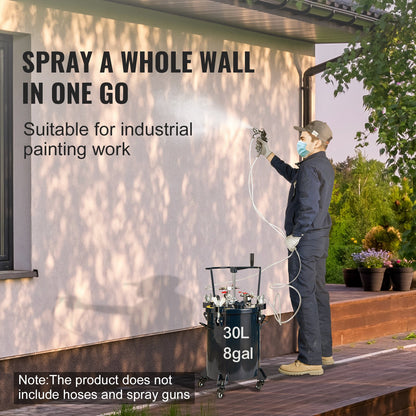 Spray Paint Pressure Pot Tank, 30L/8gal Air Paint Pressure Pot with Manual Mixing Agitator, Leak Repair Sealant for Industry Home Decor Architecture Construction Automotive Painting, 70PSI Max