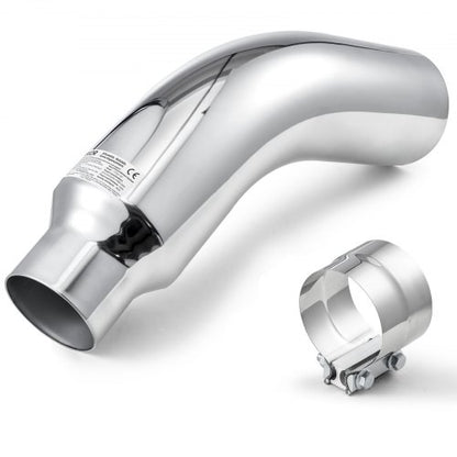 Elbow Exhaust Tip, 101.6mm Inlet, 152.4mm Outlet, 584mm Overall Length, Chrome Turn Down Exhaust Tip with Clamp for Truck/Sedan/Sports Car/SUV, Chrome Structure for High Temperature Resistance