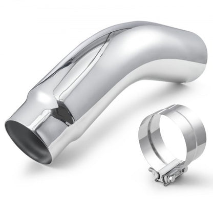Elbow Exhaust Tip, 127mm Inlet, 152.4mm Outlet, 584mm Overall Length, Chrome Turn Down Exhaust Tip with Clamp for Truck, Sedan, Sports Car, SUV, Chrome Structure for High Temperature Resistance