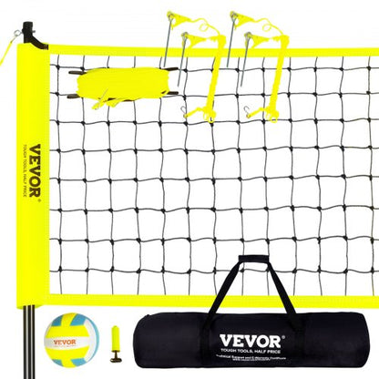 Outdoor Portable Volleyball Net System, Adjustable Height Steel Poles, Professional Volleyball Set with PVC Volleyball, Pump, Carrying Bag, Heavy Duty Volleyball Net for Backyard, Beach, Lawn