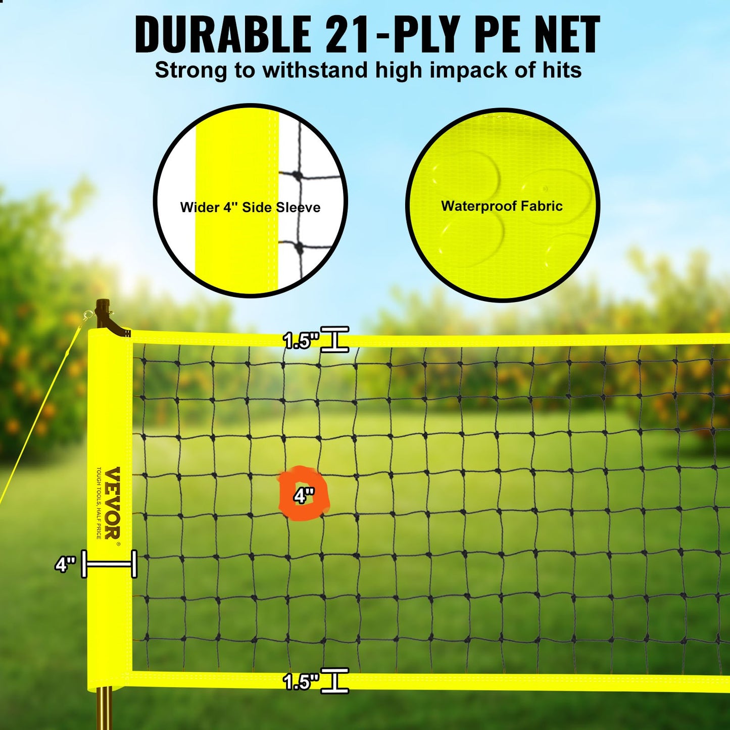 Outdoor Portable Volleyball Net System, Adjustable Height Steel Poles, Professional Volleyball Set with PVC Volleyball, Pump, Carrying Bag, Heavy Duty Volleyball Net for Backyard, Beach, Lawn