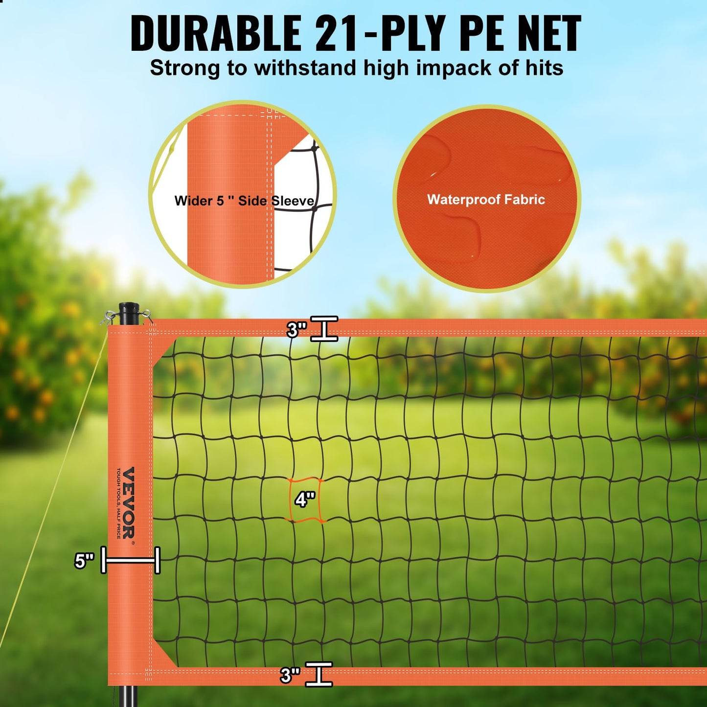 Outdoor Portable Volleyball Net System, Adjustable Height Aluminum Poles, Professional Volleyball Set with PVC Volleyball, Pump, Carrying Bag, Heavy Duty Volleyball Net for Backyard, Beach, Lawn