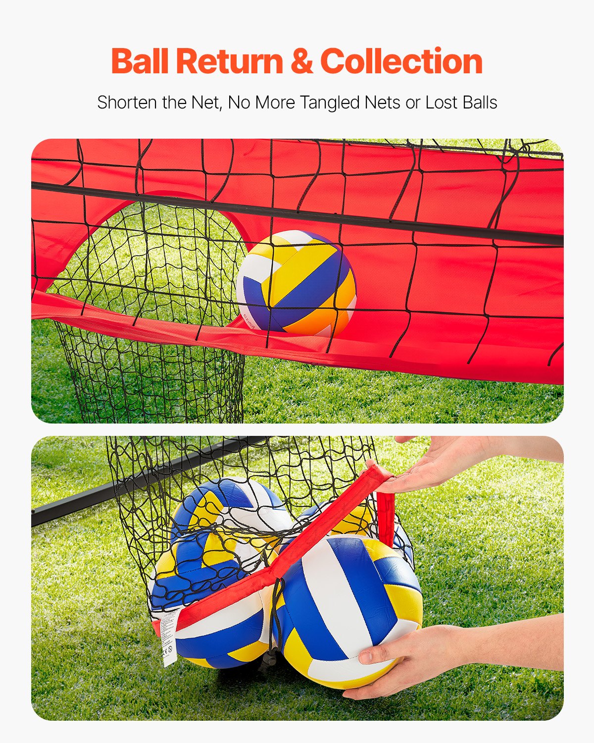 2-in-1 Volleyball Training Net System, Freely Height-Adjustable Practice Equipment with Ball Return, Portable Net Station, Easy Setup for Backyard Indoor Outdoor Serving Spiking Improve Accuracy