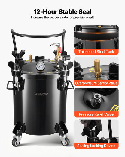 Tryckbehållare för färg, 20 l kraftig tryckbehållare i stål, sprayfärgsbehållare med tre snabbkopplingar för hemmabruk, gör-det-själv, konstskapelser, tankar med stor diameter