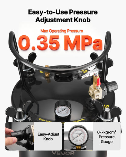 Tryckbehållare för färg, 20 l kraftig tryckbehållare i stål, sprayfärgsbehållare med tre snabbkopplingar för hemmabruk, gör-det-själv, konstskapelser, tankar med stor diameter