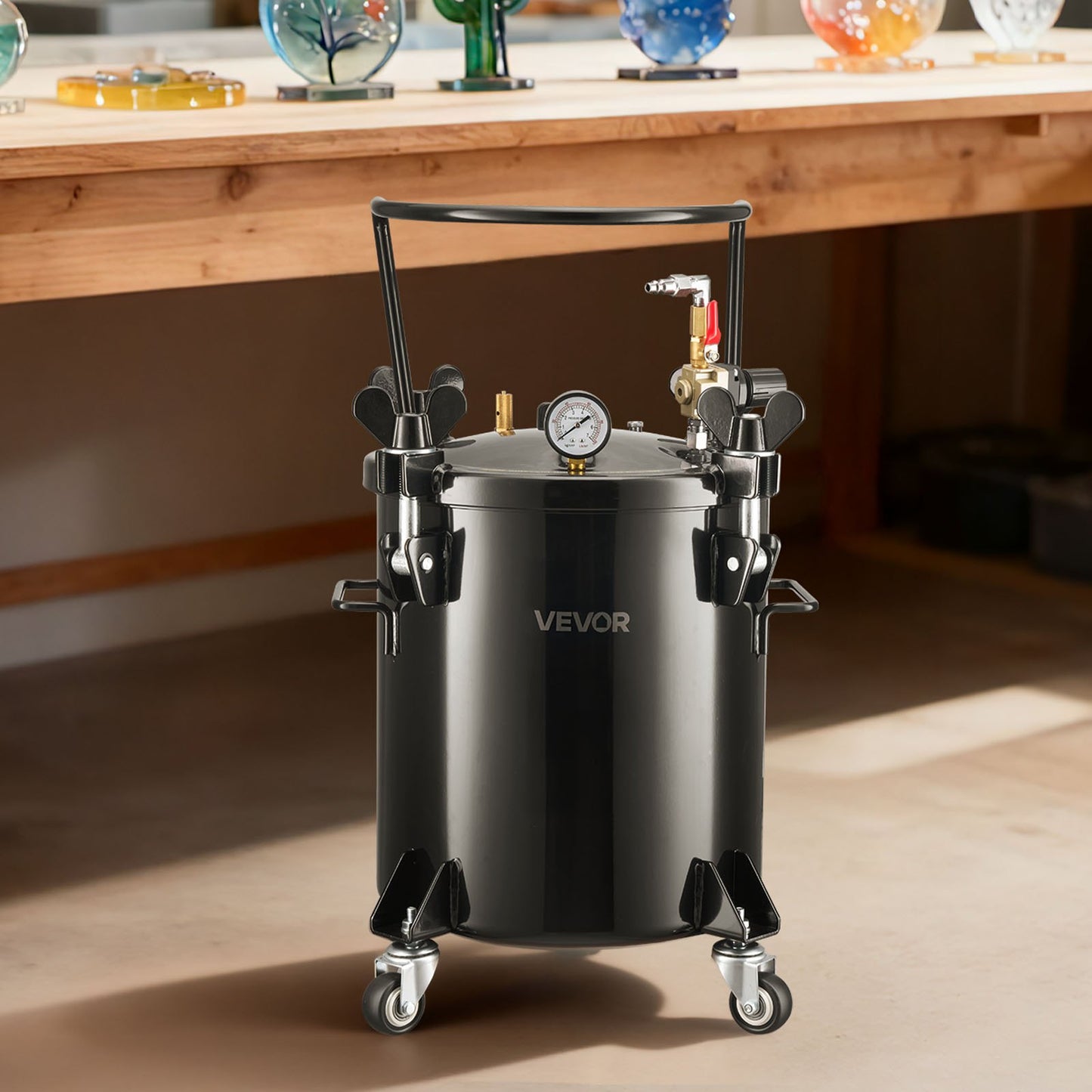 Tryckbehållare för färg, 20 l kraftig tryckbehållare i stål, sprayfärgsbehållare med tre snabbkopplingar för hemmabruk, gör-det-själv, konstskapelser, tankar med stor diameter