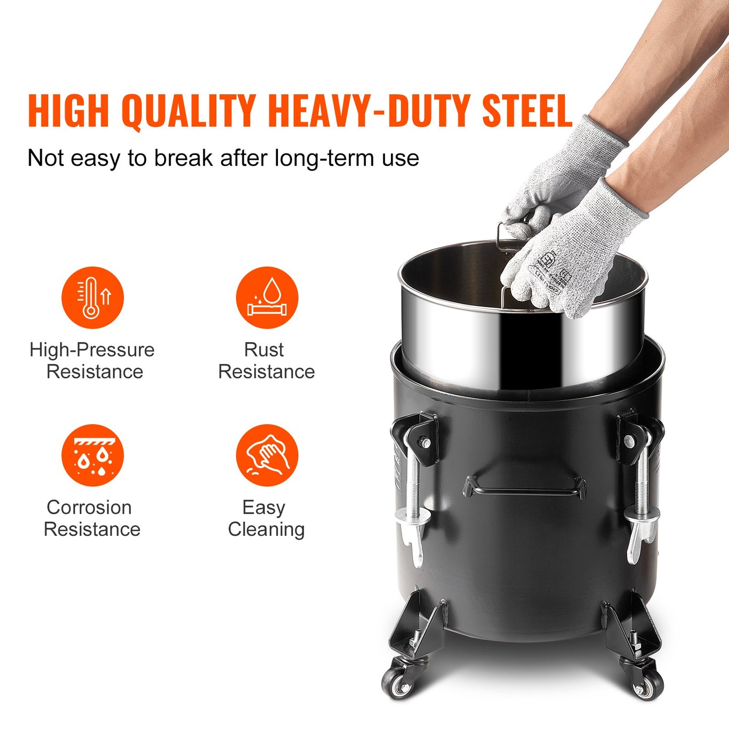 Spray Paint Pressure Pot, 20L/5gal Pressure Pot Tank, 70 psi Adjustale Pressure, Steel Pressure Pot Paint Tank with Casters and Leak Repair Sealant, for Home Decor and Industry Painting