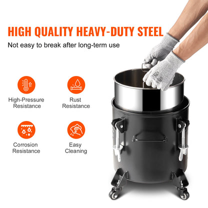 Spray Paint Pressure Pot, 20L/5gal Pressure Pot Tank, 70 psi Adjustale Pressure, Steel Pressure Pot Paint Tank with Casters and Leak Repair Sealant, for Home Decor and Industry Painting