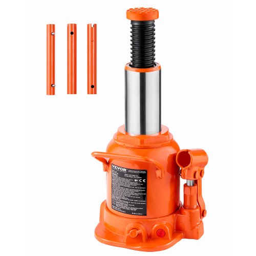 Hydraulic Bottle Jack, 20 Ton/44092 lbs Welded Bottle Jack with 6.69''-12.6'' Lifting Range & 3-Section Long Handle, for Car, Pickup, Truck, RV, Auto Repair, Industrial Engineering