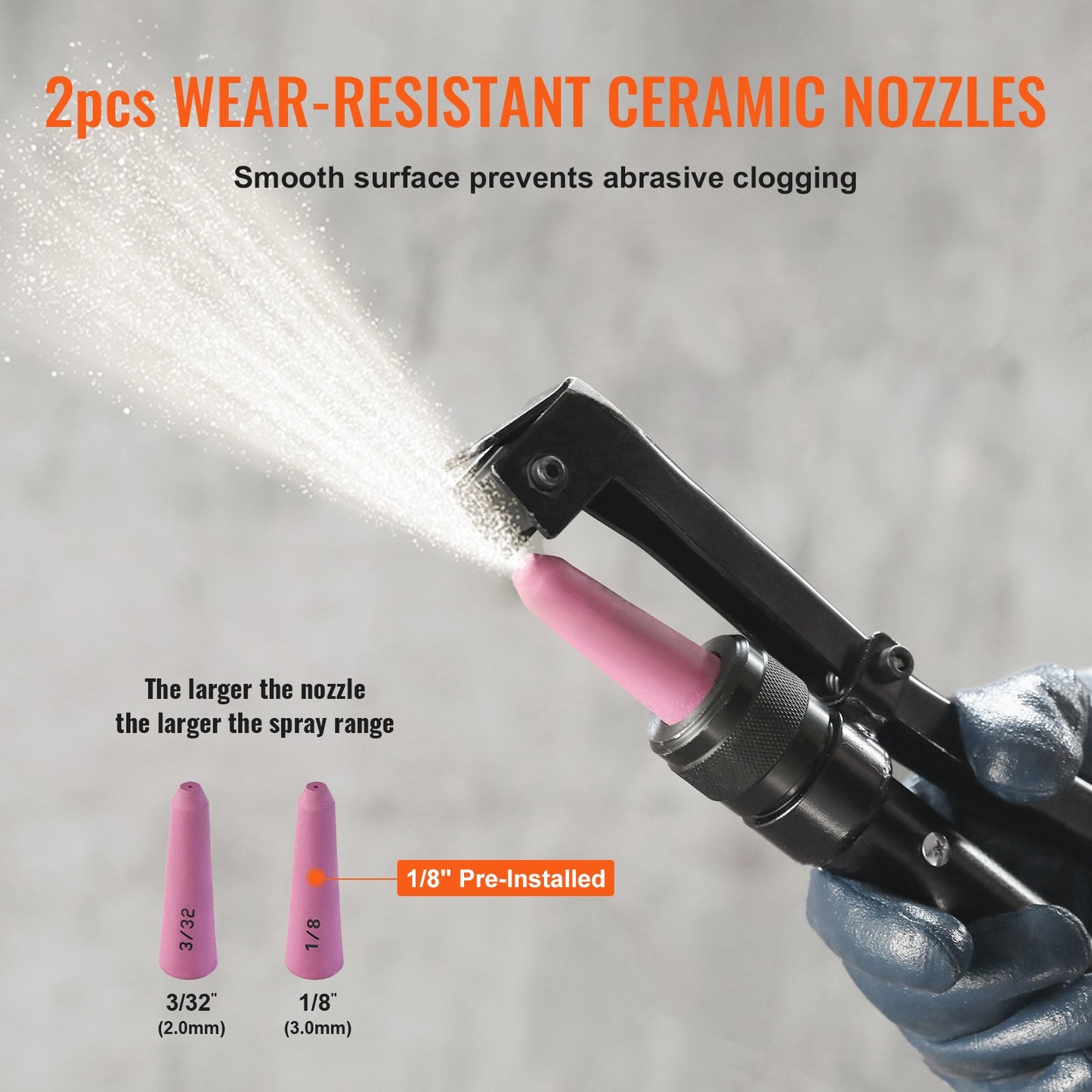 37.9 L Heavy-Duty Sand Blaster 60-110 PSI with 2 Nozzles & 7.5ft/228.6 cm Hose