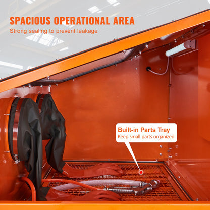 90 Gallon/340.7 L Sandblasting Cabinet with 1.8 Gallon/6.8 L Dust Collection System