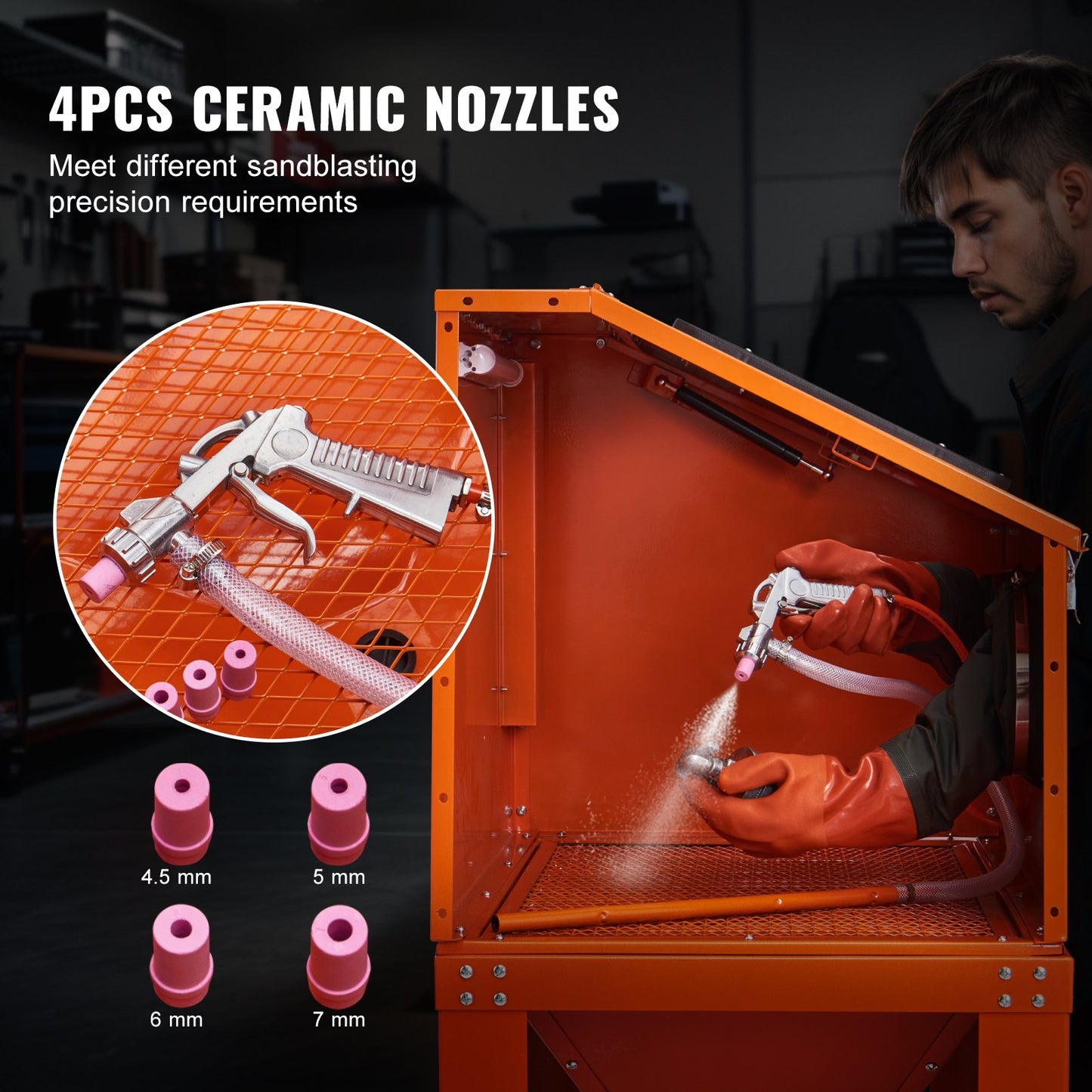 90 Gallon/340.7 L Sandblasting Cabinet with 1.8 Gallon/6.8 L Dust Collection System