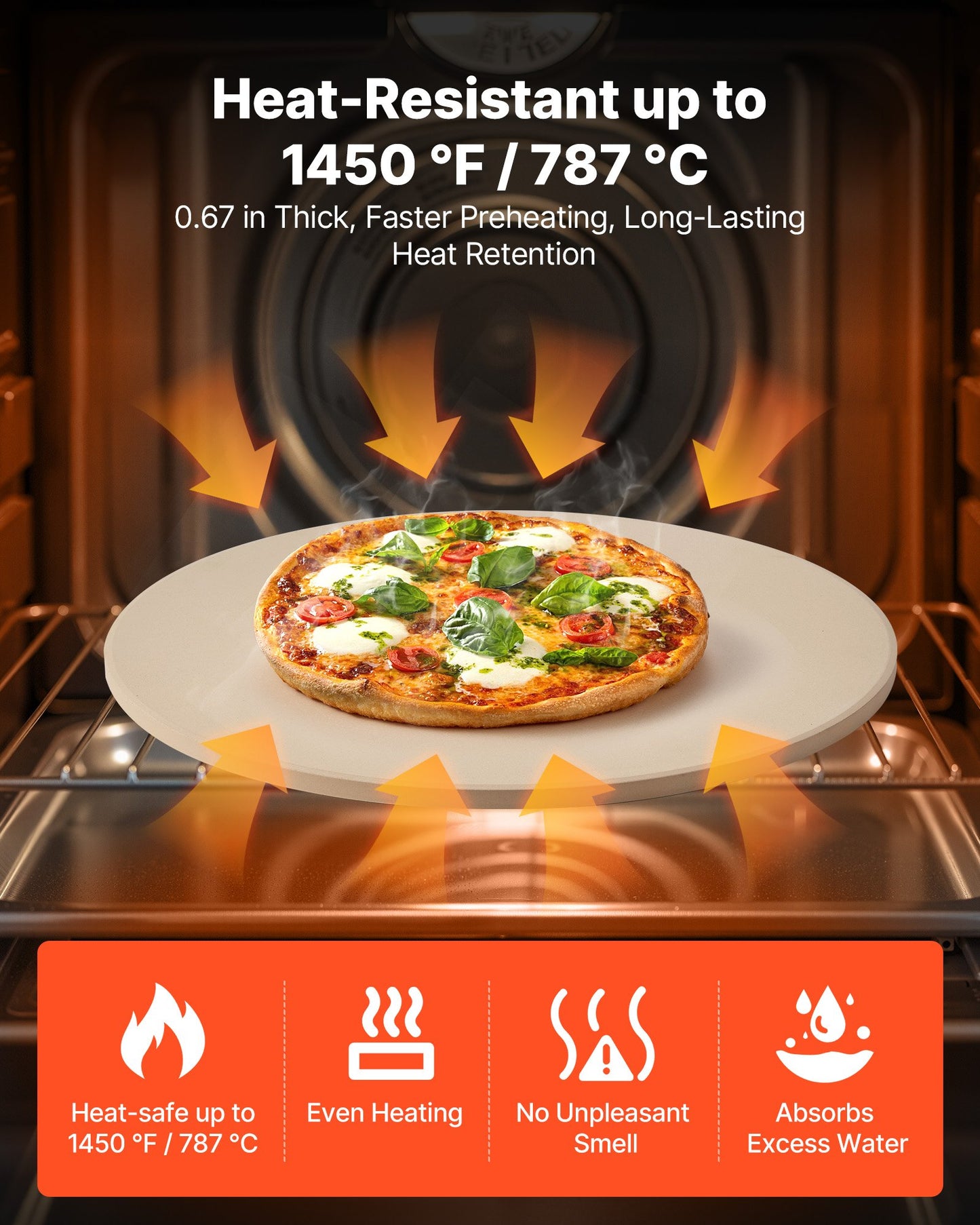 Pizza Stone, 406 mm Round Cordierite Pizza Stone, Extra Large Baking-Stone with a Durable Stand, 17 mm Thickness Heat-Resistant Cooking Cordierite, for Kitchen Oven, Baking Pizzas, BBQ Grilling