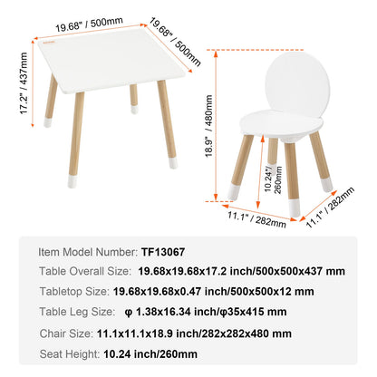 Kids Table and 2 Chairs Set, Toddler Table and Chair Set, Children Multi-Activity Table for Art, Craft, Reading, Learning