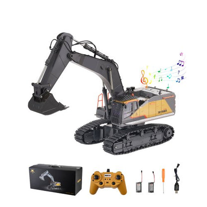Remote Control Excavator Toy, 22 Channel, 1:14 Scale Remote Control Digger with Metal Shovel, RC Excavator with Lights & Sounds, Full Functional Construction Vehicles for Kids, Birthday Present