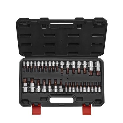 Torx Bit Socket Set, 34-Piece Solid Star and Tamper Proof T6-T70, S2 Alloy Steel and Cr-V Steel, 1/4 in, 3/8 in, and 1/2 in Drives, with Enhanced Storage Case, Torx Sockets for Hand Use