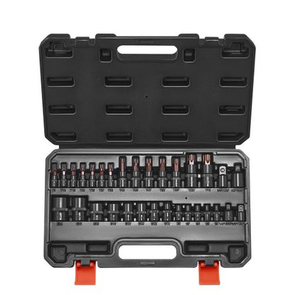 Torx Bit Socket and External Torx Socket Set, 31-Piece T8-T70 and E4-E24, S2 Alloy Steel and Cr-V Steel, 1/4 in, 3/8 in, and 1/2 in Drives, with Adapter and Enhanced Storage Case, for Automotive