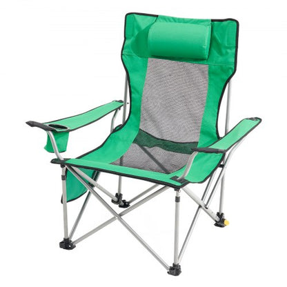 Reclining Camping Chair, 330 lbs Portable Camping Chair, 4 Position Load Folding Camping Chair with Footrest, Cup Holder, Side Pocket and Headrest, for Camping, Fishing and Outdoor Activities