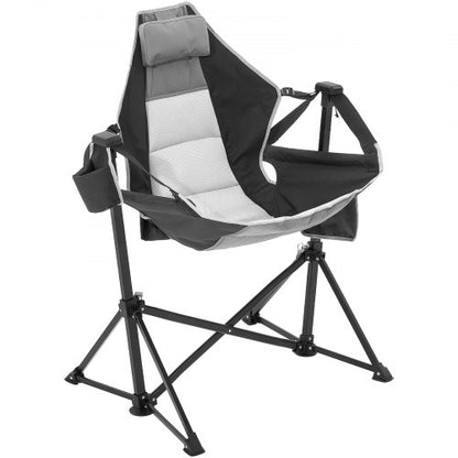 Reclining Camping Chair, 300 lbs Load Camping Hammock Chair, Rocking Lounge Folding Chair with Cup Holder Storage Bag Headrest & Adjustable Backrest, for Camping and Other Outdoor Activities