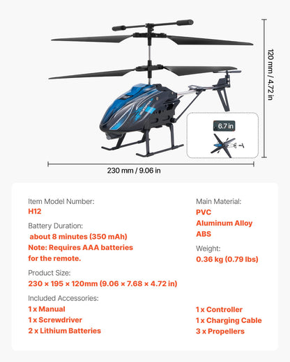 RC Helicopter, 2.4GHz Flying Remote Control Helicopter, 3.5 Channel RC Airplane for Kid, 16 Mins Flight Time, Altitude Hold, One-Key Takeoff/Landing & LED Lights, Toys for Kids Ages 8 and up