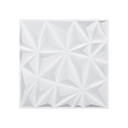 3D Wall Panels, 33-Pack 11.81 x 11.81 in PVC Modern Art Minimalist Diamond Tiles, 32 Sq.Ft Coverage Accent Wall Panel, Interior Home Decor for Ceiling, Bedroom, Living & Gaming Room, Matte White