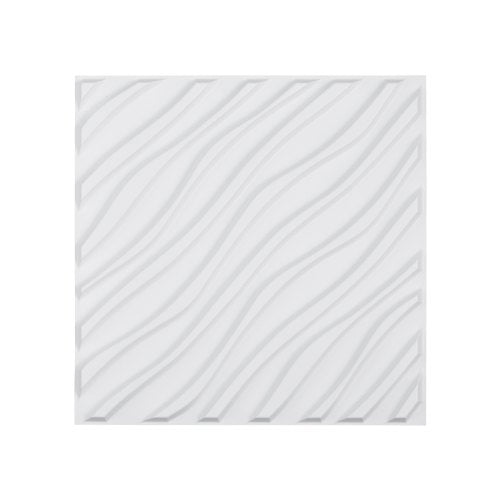 3D Wall Panels, 12-Pack 19.7 x 19.7 in PVC Modern Art Minimalist Wave Tiles, 32 Sq.Ft Coverage Accent Wall Panel, Interior Home Decor for Ceiling, Bedroom, Living & Gaming Room, Matte White